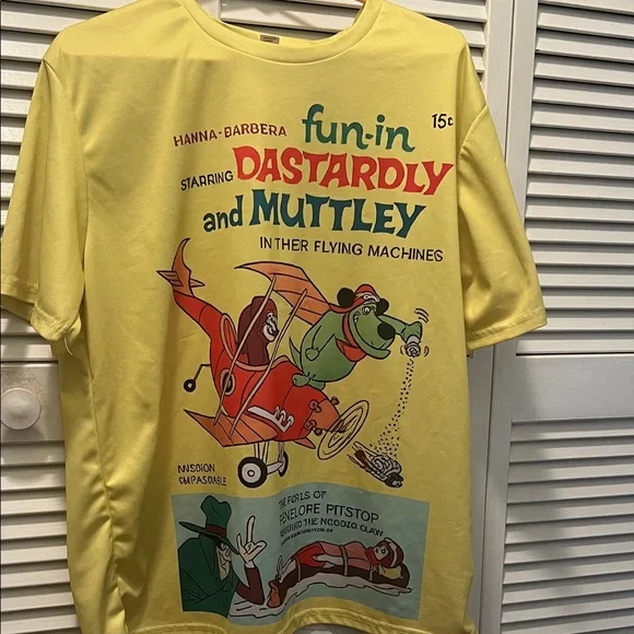 #1290**Unisex Yellow Graphic T-Shirt with Cartoon Print - Picture 1 of 7